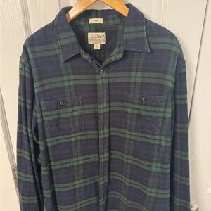 J. Crew Slim Mid-weight Brushed Flannel - Navy/Green